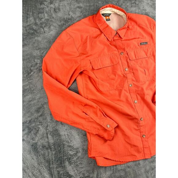 Eddie Bauer Women’s XL Orange Long Sleeve Button-Up Shirt Excellent - Picture 4 of 11
